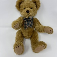 Vintage 1997 Heartfelt Collectibles Brown Plush Teddy Bear Plaid Bow 10 Inch