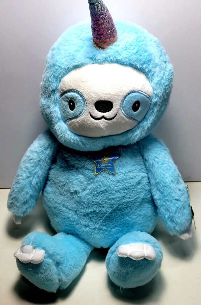 Glow Brights 17” Sloth Plush Toy Sound Lights Sloth Unicorn Snuggly FAO Schwarz