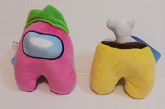 Among Us Crewmate Plush Backpack Clip Lot of 2 Pink & Yellow (victim) NEW