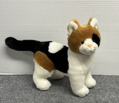 Auswella Cat 9″ Plush White Brown Black Stuffed Animal