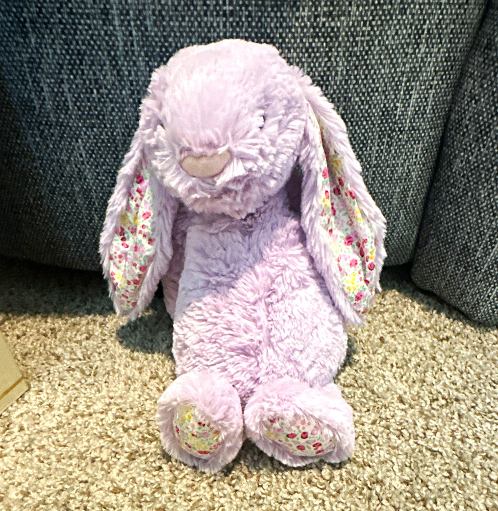 Jellycat Bashful Bunny Lavender Purple Plush Floral Ears Small BPS6B
