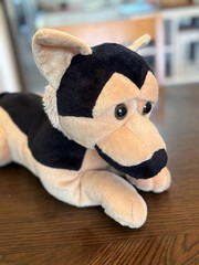 Black and Tan German Shepherd Plush Puppy Dog Laying Down 18″ Long Cute