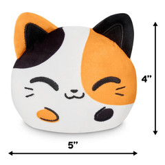 TeeTurtle Reversible Cat Plushie Cute Kawaii Calico Kitty Happy to Angry NWT
