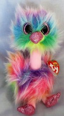 ASHA the Rainbow Ostrich – TY Beanie Boos 6″ (Glitter Eyes) NEW & MINT TAGS