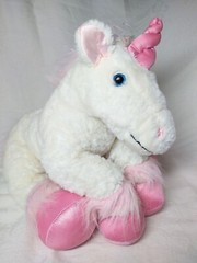 Unicorn White Pink Sparkle BaB Approx. 16″ Stretched Out Sits 11″ Tall No Sound