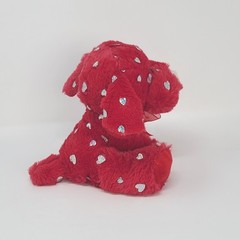 Red Heart Plush Puppy Dog Kids 6.5in Silver Holographic Hearts Good