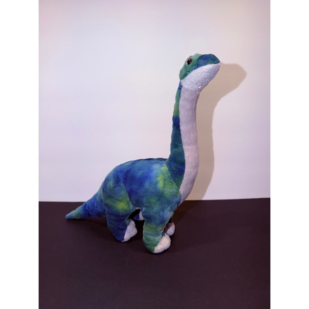 Wild Republic Brachiosaurus Dinosaur Plush Blue Green Tie Dye Stuffed Animal 10″