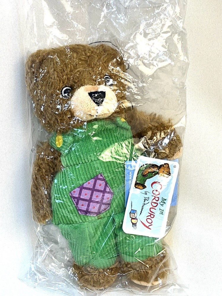 New Corduroy Plush Teddy Bear Stuffed Toy Animal Green Overalls 10 Inch