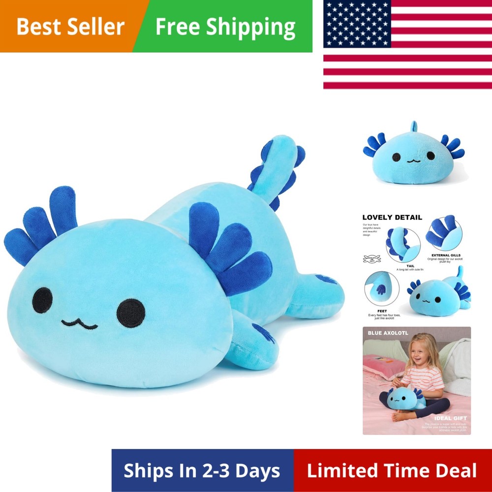 Axolotl Plush Cute 13 inch Stuffed Animal Soft Blue Pillow Kawaii Plush Toy G…