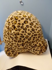 Vtg Caltoy Leopard Print Fat Cat Plush 20″ x 18″ Wide Medium Stuffed Animal