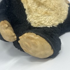 VTG 1950s Rubber Face Plush Teddy Bear Black Cream Retro Kitsch Collectible 14”