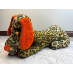 Vintage Leopard Print Plush Dog Orange Ears Long Floppy Stuffed Animal Toy 20in