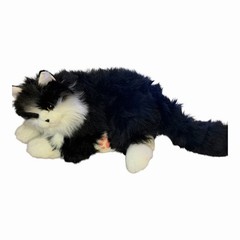 Chongker Stuffed Handmade Realistic Weighted Black White Cat Plush Toy Real Size