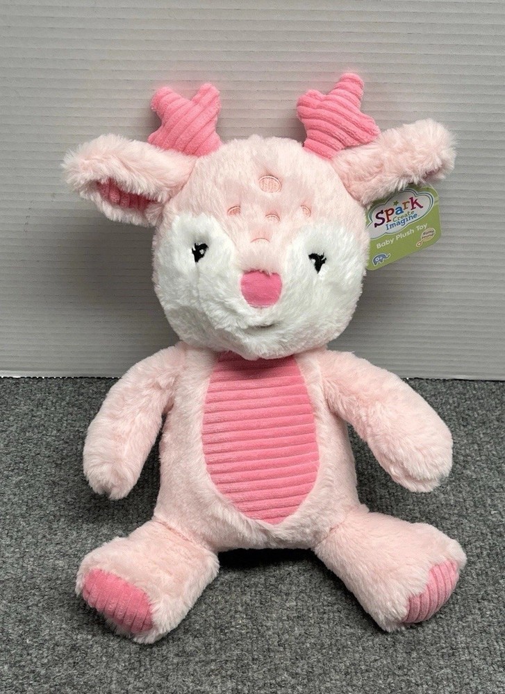 Spark Create Imagine Pink Deer 14″ Plush Rattle & Crinkle Ears Stuffed Animal