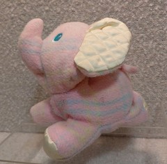 Vintage 1986 Playskool Blankies Snuzzles Elephant Pink Plaid Plush