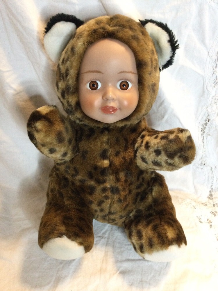 Toy Works Baby Face Collection Spot LEOPARD Vinyl Doll Face Plush Stuffed Animal