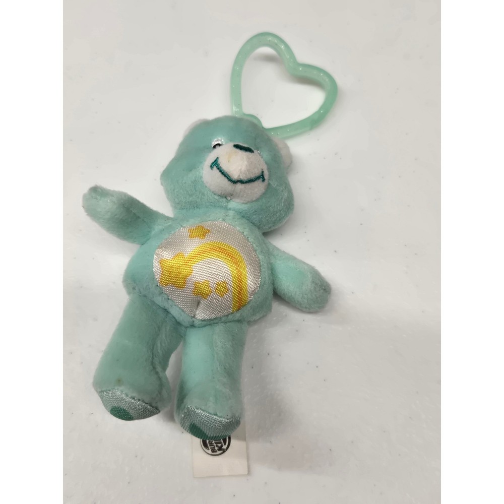 Care Bears Wish Bear Plush Keychain Burger King Toy Turquoise Shooting Star Clip
