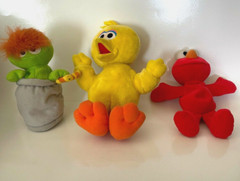 Vtg LOT OF 3 TYCO Sesame Street Plush 1997 Oscar Big Bird Elmo