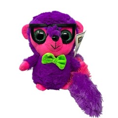 Ideal Toys Lemur Plush Glasses Pink Purple Ring Tail Green Bow Tie 23 in