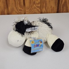 GANZ Webkinz Cow w/ Code HM003 Black White Fuzzy Plush Stuffed Animal Toy