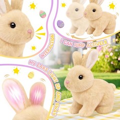 LAITYUM Realistic Bunny for Kids – Interactive Hopping Toy Small, Brown