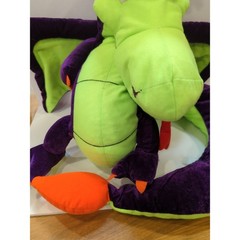 Plush Dragon Neon Green Purple Classic Toy Company Stuffed Animal 36″ Winged