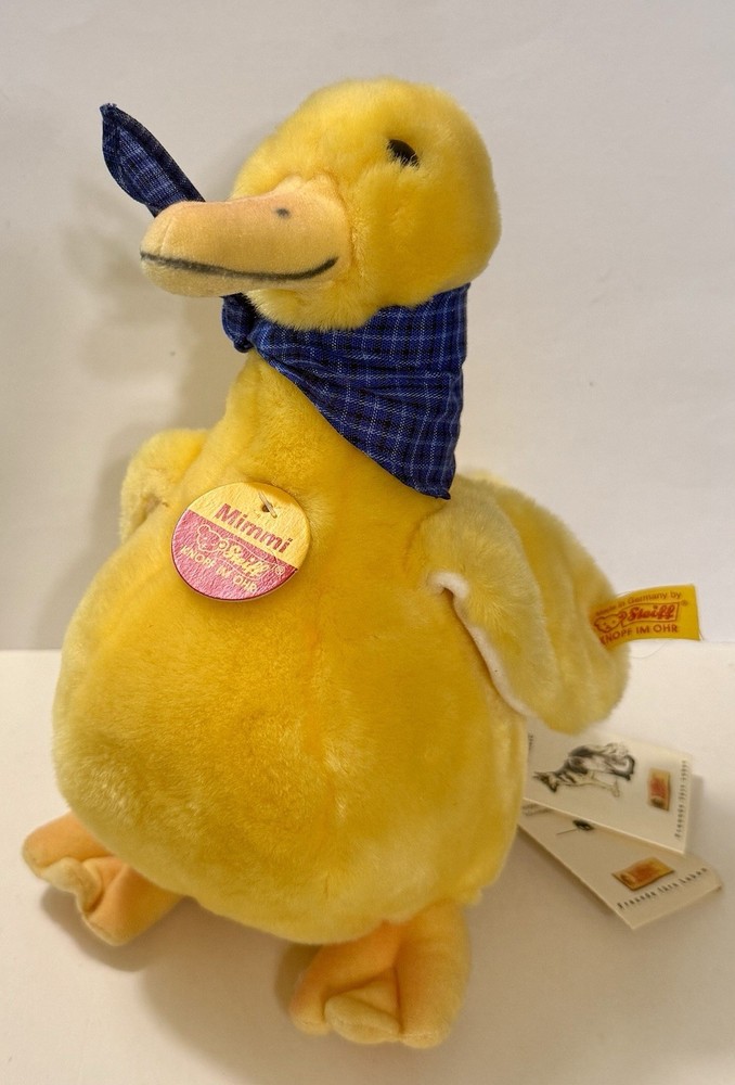 2001 Retired STEIFF Yellow MIMMI DUCK Duckling 075971 w/Bandana Tags 21cm/8.25”
