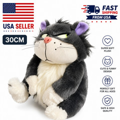 30CM Black Cat Plush Toy Soft Stuffed Animal Pillow Cute Kawaii Kids Gift Doll