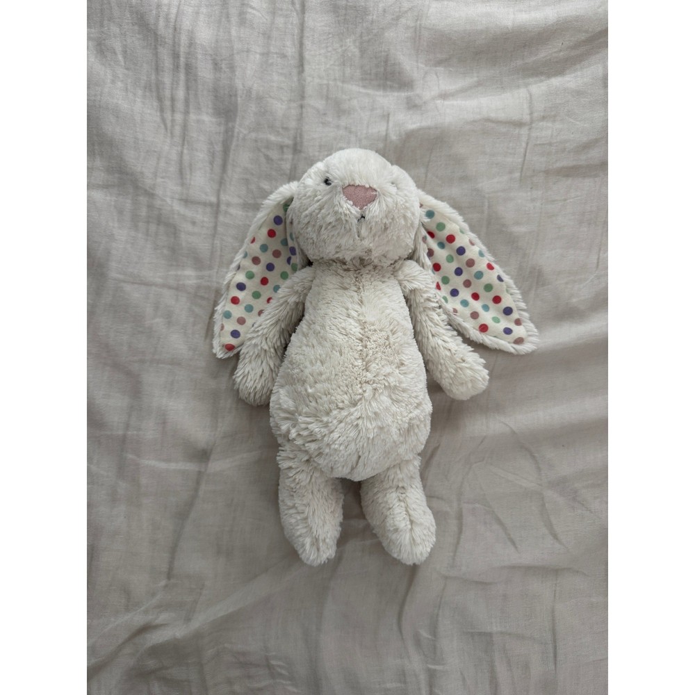 Jellycat Bashful Bunny White Polka Dot Ears Plush Stuffed Animal Medium 12″