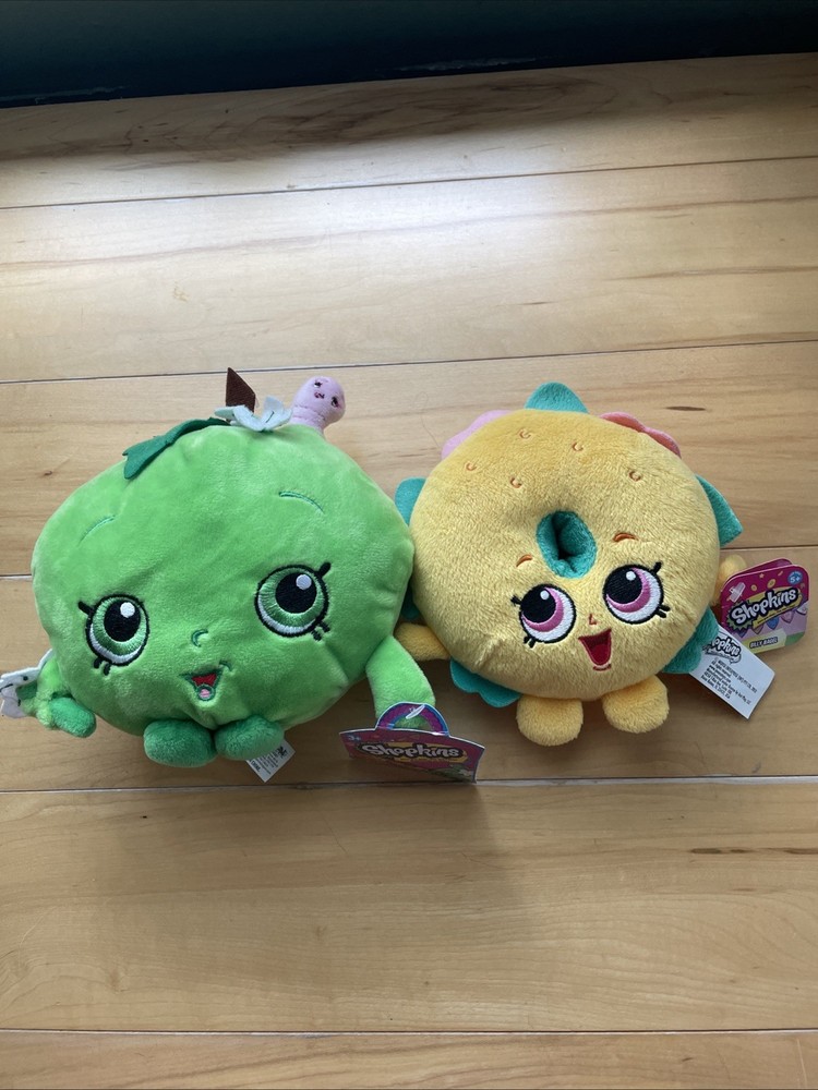 Shopkins Plush Set of Two Billy Bagel and Apple Blossom New with Tags 8 Inch Lot