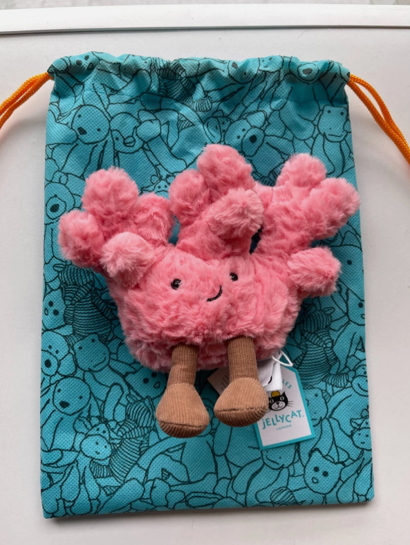 Jellycat Amuseables Coral Plush Keychain Bag Charm 14cm Soft Ocean Toy NWT