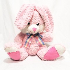 Easter Bunny Rabbit Pink Plaid Bow Plush Stuffed Animal 14″ Spring Homerbest