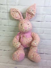 The Childrens Place Bunny Rabbit Plush Stuffed Animal Pink Cream Floral Stripes