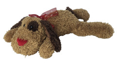Chosun 16″ Floppy Plush Laying Dog Red Heart Nose Sheer Red Ribbon Collar