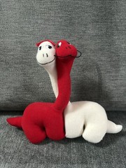 Applause Dinosaurs Valentines Cross Neck Stuffed Toy Animal Red White 1987