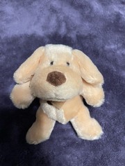 Tiny Yellow Dog Plush Stuffed Animal With Brown Paw Print On Chest Excellent