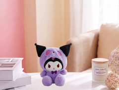 Cute Animal Plush Toy Purple Kawaii Hooded Character Soft Stuffed Doll Gift 8in