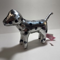 VICTORIA’S VICTORIAS SECRET PINK DOG METALLIC FOIL SILVER BLACK POLKA DOT PLUSH
