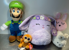Squishmallows Plush 8″ Bubbles Bunny Spring Lavender Flower Crown w Luigi TY Lot