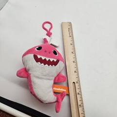 Pinkfong Baby Shark Pink Plush Zipper Coin Purse Backpack Clip Nickelodeon