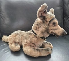 Rare HTF Vintage Rushton? GERMAN SHEPHERD Dog Plush Rubber Face Furry Ears