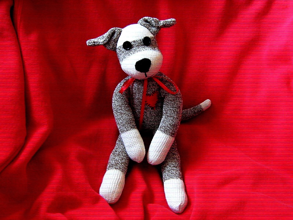 Sock Monkey Puppy Dog Fido the Faithful Handmade
