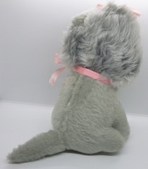 Vintage Grey sitting Cat pink satin bow felt eyes Plush Mint