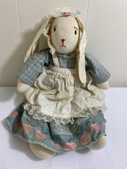 Handmade Vintage Fabric Bunny Rabbit Doll Stuffed Animal