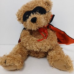 Masked Bear w/Cape 7″ plush hand (fingers) puppet soft plush Valentines Day