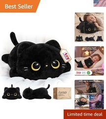 Cute Black Cat Plush Pillow, Kawaii Plushies Black Cat Stuffed Animals, Squis…