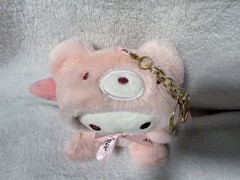 HELLO KITTY SANRIO MY MELODY PLUSH KEYCHAIN IN PINK BEAR OUTFIT LOVE PINK BOW
