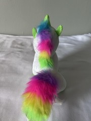 Small White Unicorn Plush Stuffed Animal, Rainbow Mane, Washable, 6-14″