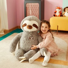 Large Sloth Animal Plush Bradypode for Children (Gray, 30 inches)
