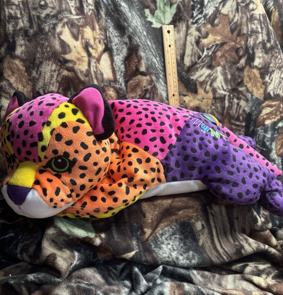 Lisa Frank Hunter Plush Rainbow Leopard Cheetah Stuffed Animal Large 24″ 1998